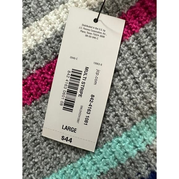 NWT A.N.A. Womens Gray Multicolor Striped V-Neck Pullover Sweater L MSRP $44 - Picture 9 of 16